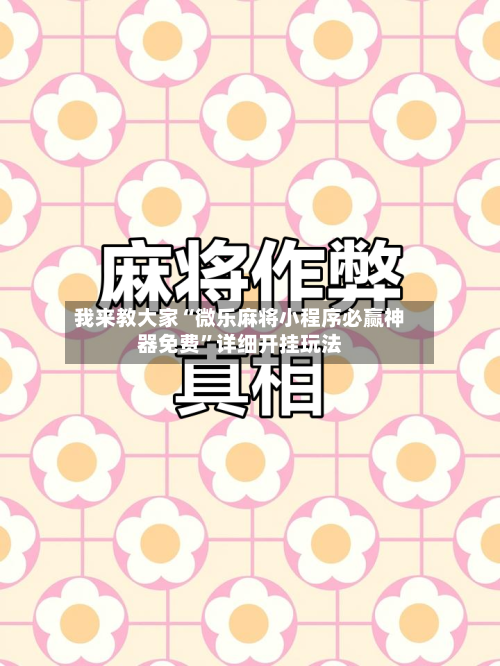 我来教大家“微乐麻将小程序必赢神器免费”详细开挂玩法-第2张图片