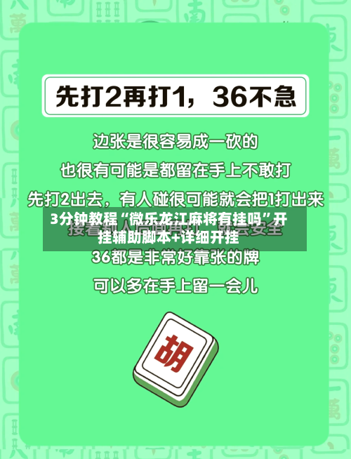 3分钟教程“微乐龙江麻将有挂吗”开挂辅助脚本+详细开挂-第2张图片