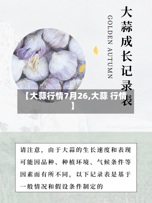 【大蒜行情7月26,大蒜 行情】