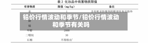 铅价行情波动和季节/铅价行情波动和季节有关吗-第2张图片