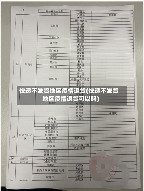 快递不发货地区疫情退货(快递不发货地区疫情退货可以吗)