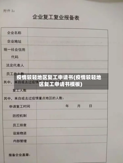 疫情较轻地区复工申请书(疫情较轻地区复工申请书模板)
