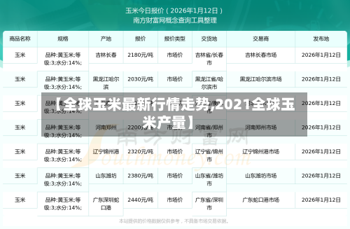 【全球玉米最新行情走势,2021全球玉米产量】
