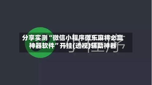 分享实测“微信小程序微乐麻将必赢神器软件”开挂(透视)辅助神器-第2张图片