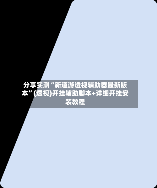 分享实测“新道游透视辅助器最新版本”(透视)开挂辅助脚本+详细开挂安装教程-第2张图片