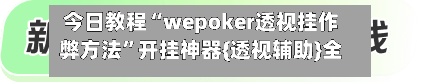 今日教程“wepoker透视挂作弊方法”开挂神器{透视辅助}全揭秘-第2张图片