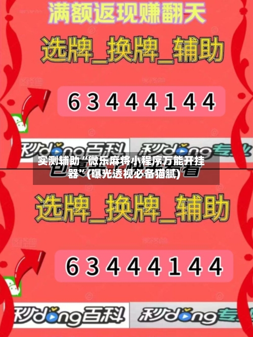 实测辅助“微乐麻将小程序万能开挂器”(曝光透视必备猫腻)