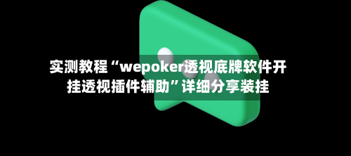 实测教程“wepoker透视底牌软件开挂透视插件辅助”详细分享装挂-第3张图片