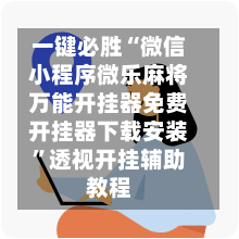 一键必胜“微信小程序微乐麻将万能开挂器免费开挂器下载安装”透视开挂辅助教程-第2张图片
