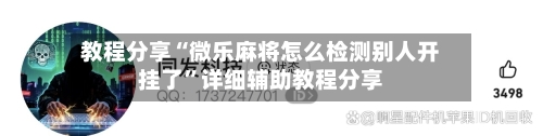 教程分享“微乐麻将怎么检测别人开挂了	”详细辅助教程分享-第3张图片