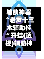 辅助神器“老友十三水辅助挂”开挂(透视)辅助神器