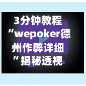 3分钟教程“wepoker德州作弊详细	”揭秘透视辅助万能挂用法-第2张图片