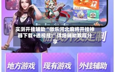 实测开挂辅助“微乐河北麻将开挂神器下载+透视挂!”详细辅助教程分享-第2张图片