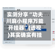 实测分享“功夫川麻小程序万能开挂器	”(透视)其实确实有挂-第2张图片