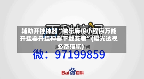 辅助开挂神器“微乐麻将小程序万能开挂器开挂神器下载安装”(曝光透视必备猫腻)-第3张图片