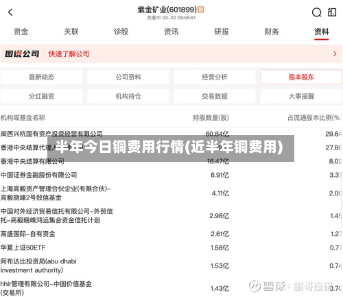 半年今日铜费用行情(近半年铜费用)