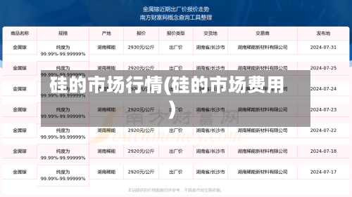 硅的市场行情(硅的市场费用)