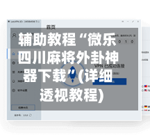 辅助教程“微乐四川麻将外卦神器下载”(详细透视教程)-第3张图片