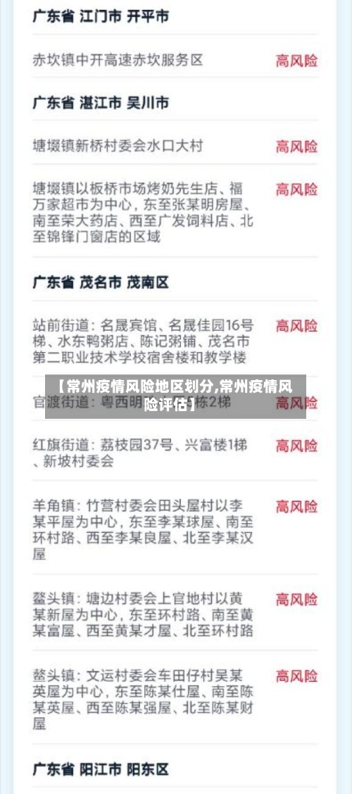 【常州疫情风险地区划分,常州疫情风险评估】