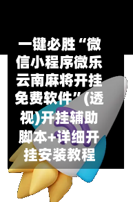 一键必胜“微信小程序微乐云南麻将开挂免费软件”(透视)开挂辅助脚本+详细开挂安装教程-第2张图片