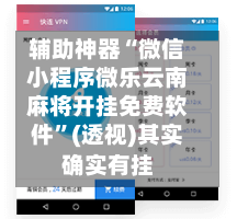 辅助神器“微信小程序微乐云南麻将开挂免费软件”(透视)其实确实有挂