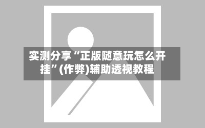 实测分享“正版随意玩怎么开挂”(作弊)辅助透视教程-第3张图片