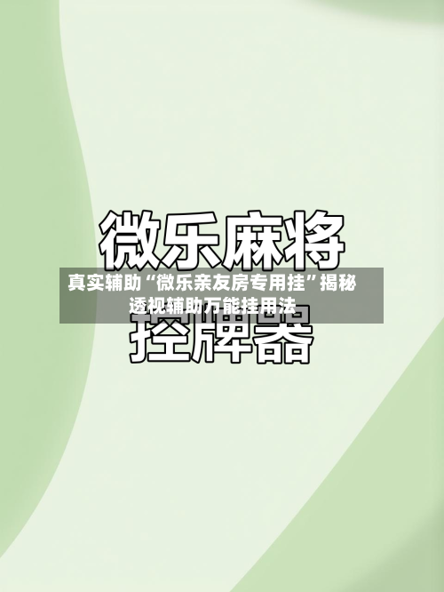 真实辅助“微乐亲友房专用挂”揭秘透视辅助万能挂用法
