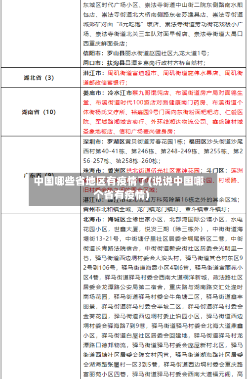 中国哪些省地区有疫情了(说说中国哪个省有疫情)
