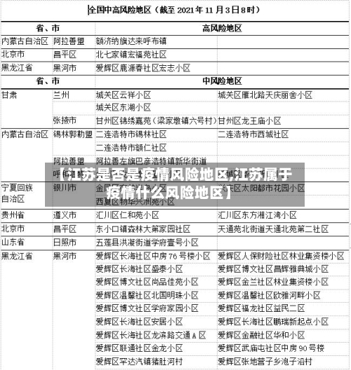 【江苏是否是疫情风险地区,江苏属于疫情什么风险地区】