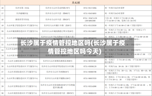 长沙属于疫情管控地区吗(长沙属于疫情管控地区吗今天)