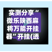 实测分享“微乐陕西麻将万能开挂器”开挂(透视)辅助神器