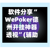 软件分享“WePoker德州开挂神器透视”(辅助神器)开挂详细教程