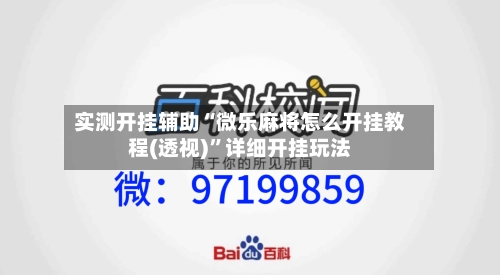 实测开挂辅助“微乐麻将怎么开挂教程(透视)”详细开挂玩法-第3张图片