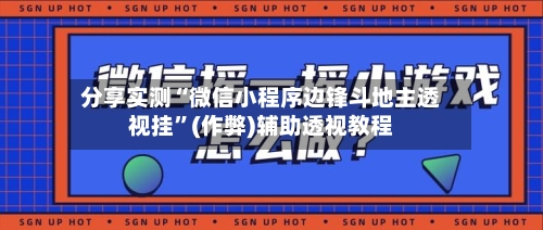 分享实测“微信小程序边锋斗地主透视挂”(作弊)辅助透视教程-第3张图片