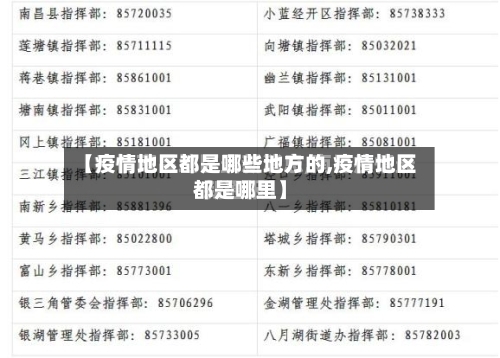 【疫情地区都是哪些地方的,疫情地区都是哪里】