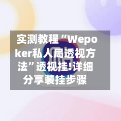 实测教程“Wepoker私人局透视方法”透视挂!详细分享装挂步骤