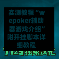 实测教程“wepoker辅助器游戏介绍”附开挂脚本详细教程-第2张图片