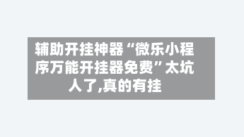 辅助开挂神器“微乐小程序万能开挂器免费”太坑人了,真的有挂