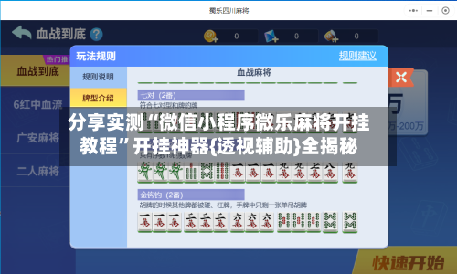分享实测“微信小程序微乐麻将开挂教程	”开挂神器{透视辅助}全揭秘-第3张图片