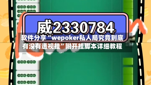 软件分享“wepoker私人局究竟到底有没有透视挂”附开挂脚本详细教程