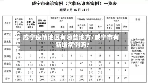咸宁疫情地区有哪些地方/咸宁市有新增病例吗?