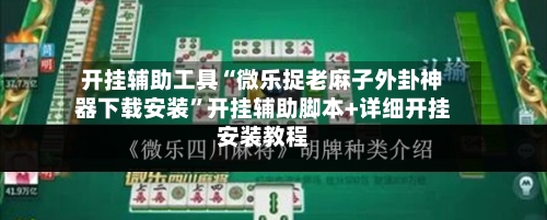 开挂辅助工具“微乐捉老麻子外卦神器下载安装”开挂辅助脚本+详细开挂安装教程