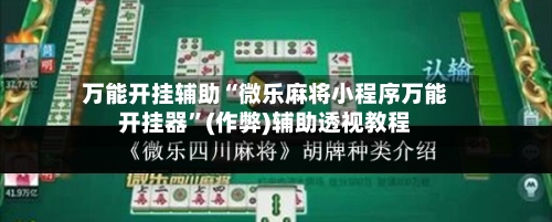 万能开挂辅助“微乐麻将小程序万能开挂器”(作弊)辅助透视教程-第3张图片