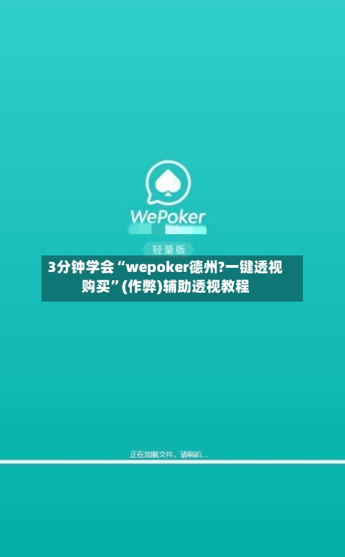3分钟学会“wepoker德州?一键透视购买”(作弊)辅助透视教程-第3张图片