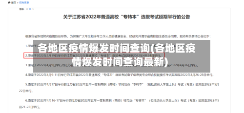 各地区疫情爆发时间查询(各地区疫情爆发时间查询最新)