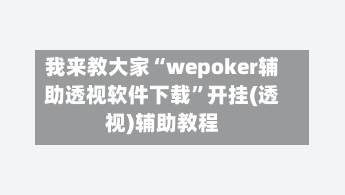 我来教大家“wepoker辅助透视软件下载”开挂(透视)辅助教程-第3张图片