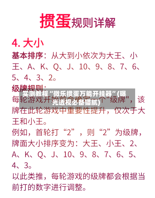 实测教程“微乐掼蛋万能开挂器”(曝光透视必备猫腻)