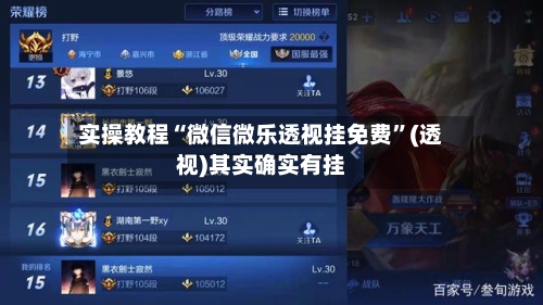 实操教程“微信微乐透视挂免费”(透视)其实确实有挂